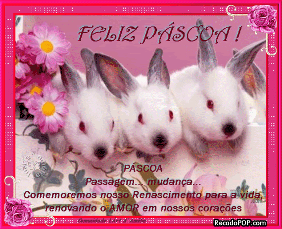 Feliz Pscoa! Passagem, mudana, comemoremos o renascimento para a vida, renovando o amor em nossos coraes.