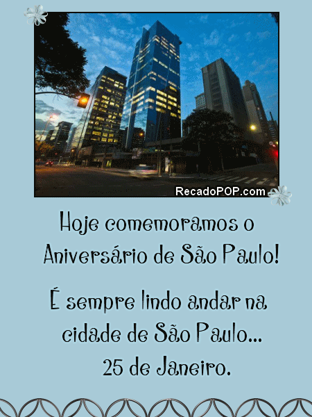 Hoje comemoramos o Aniversrio de So Paulo!  sempre lindo andar na cidade de So Paulo... 25 de Janeiro.