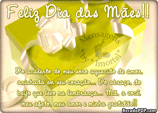 Do acalento do meu sono aquecido de amor, aninhada em seu corao... Do abrao, do beijo que levo na lembrana... Me, a voc, meu afeto, meu amor e minha gratido! Feliz Dia das Mes!